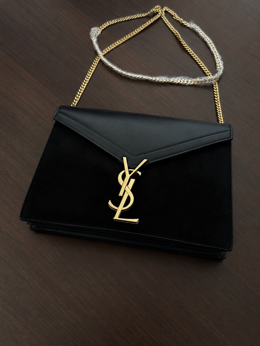 Authentic YSL Cassandra Monogram Black and Gold Chain Shoulder Bag/ Crossbody